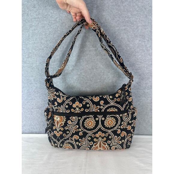 Vera Bradley Cafe Latte Fall Neutral Paisley Print Crossbody Bag Quilted Y2K - Picture 1 of 14